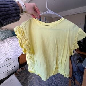 Yellow Ruffle Sleeve Women's Top